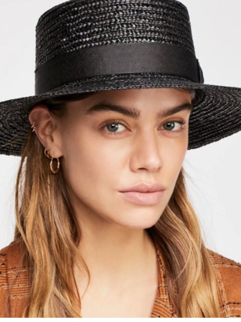 Lack Of Color Black Wide-Brim Spencer Boater Straw Hat